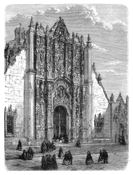 Sisäänkäynti Mexico Cityn katedraaliin, 1800-luvun lopulla
