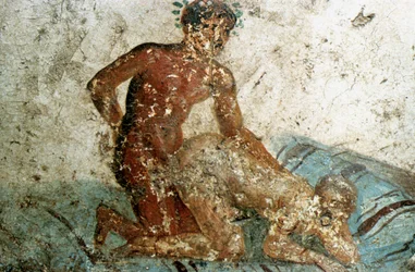 Eroottinen seinämaalaus, Pompeji, Italia