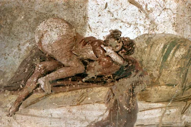 Eroottinen seinämaalaus, Pompei, Italia