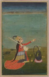 Naisesittäjä, jolla on tanpura, 1700-luku.