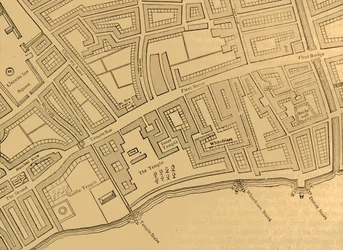 Fleet Street, Temple jne. Lontoon kartalta, julkaistu 1720, 1897.