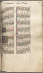Fol. 251 r, Wisdom, historiallinen alkukirjain D, Salomon neuvomassa sotilasta, n. 1275-1300.