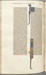 Fol. 425v, John, historiallinen alkukirjain I, John istuva kirjoittaminen, n. 1275-1300.