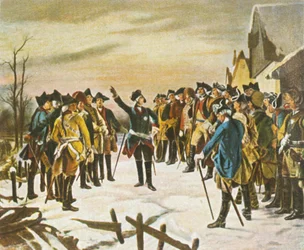 Frederick Suuri pitää puheen Leuthenin taistelun aattona 5. joulukuuta 1757, 1936.