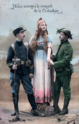 Ranskan ensimmäisen maailmansodan postikortti, 1914-1918