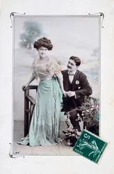 Ranskalainen romanttinen postikortti, c1900
