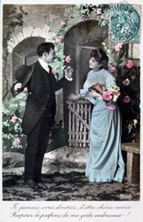 Ranskalainen romanttinen postikortti, c1900