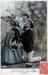 Ranskalainen romanttinen postikortti, c1900