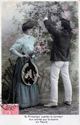 Ranskalainen romanttinen postikortti, c1900
