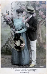 Ranskalainen romanttinen postikortti, c1900
