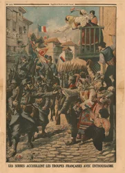 Serbit ottavat innostuneesti vastaan ranskalaiset joukot, 1915.