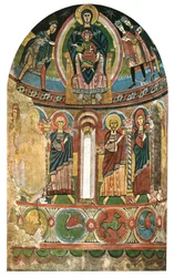 Fresko Santa Maria de Taüllin kirkossa Kataloniassa Espanjassa, 1928.