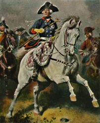 Frederick Suuri 1712-1786 taistelukuninkaana. - Camphausenin maalaus, 1934.