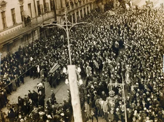 Runoilija Valeri Bryusovin hautajaiset, Moskova, Neuvostoliitto, 12. lokakuuta 1924