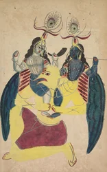 Garuda kantamassa Balaramaa ja Krishnaa, 1800-luku.