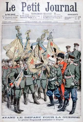 Kenraali Dragomirov suutelee lippua ennen kuin joukot lähtevät Venäjän ja Japanin sotaan, 1904