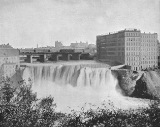 Genesee Falls, Rochester, New Yorkin osavaltio, Yhdysvallat, vuosi 1900.