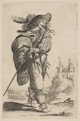 Herrasmies pitelee miekkaa, 1629.