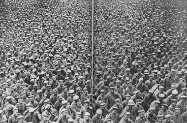 Brittiläisten 3. ja 4. armeijan vangiksi jääneet saksalaiset vangit, Somme, Ranska, 21.-22. elokuuta 1918