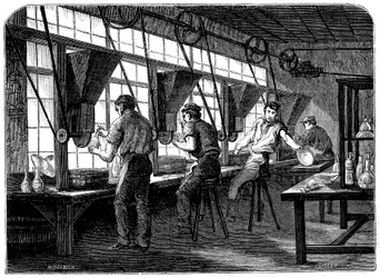 Lasileikkurit pyöriillään, c1870