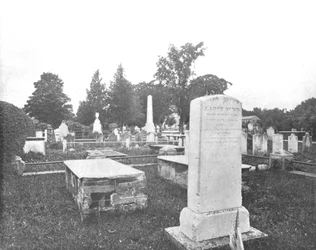 Jonathan Edwardsin ja Aaron Burrin haudat, Princetown, New Jersey, USA, 1900.