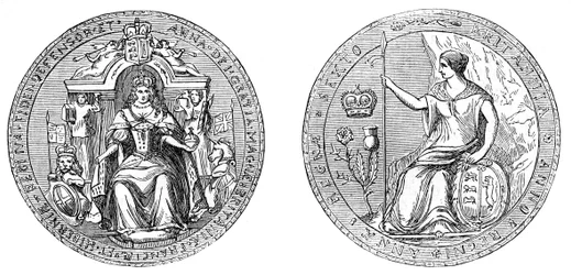 Kuningatar Annin suuri sinetti Englannin ja Skotlannin liiton jälkeen, 1707, 1800-luku