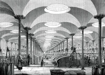Suuri sali herra Marshallsin pellavatehtaan Leedsissä, vuonna 1880