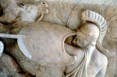 Kreikkalainen Hoplite taistelussa Amazoneja vastaan 30 eKr.-200 jKr