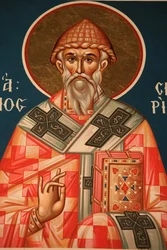 Kreikkalainen ortodoksinen ikoni, joka kuvaa Saint Spiridon Thessalonique Grecea