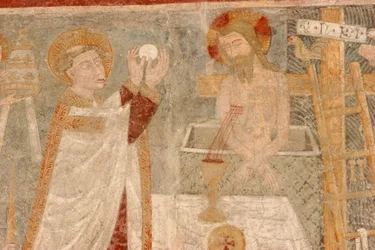 Gressan Magdalenan romaaninen kirkon fresko, Gressan, Italia