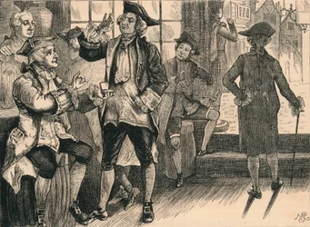 Ryhmä Hardhams Tobacco Shopissa, c1880.
