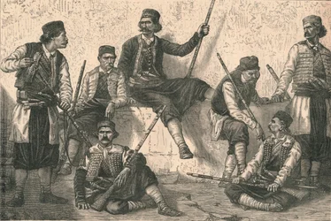 Ryhmä montenegrolaisia, noin 1879