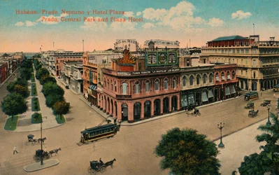 Havanna: Prado, Neptuno ja Hotel Plaza. Prado, Central Park and Plaza Hotel, 1910