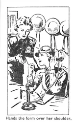 Ottaa lomakkeen olkapäälleen, 1940