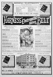 Valjaat Electropathic Battery Belt -mainos, 1893