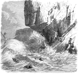 Havaijilaiset miehet surffaavat puulaudoilla, c1895