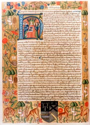 Henrik VII:n ensimmäinen parlamenttiesitys, jossa on alkuperäinen muotokuva kuninkaasta, 1480-luvun lopulla