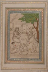 Hindut keskustelevat pyhäkön edessä, 1600-luku.