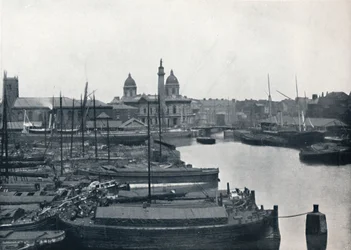Hull - Princes Dock: Wilberforce Memorial ja Dock Offices, 1895