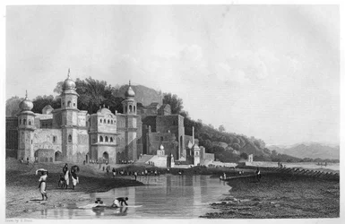 Hurdwar, hindujen pyhiinvaelluspaikka, Intia, 1860