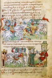 Igor Svjatoslavitšin taistelu petšenegejä vastaan Radziwiłłin kronikasta, 1400-luku