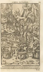 Kuvitus Georgius Agricolan teoksesta De re metallica libri XII, 1556