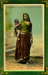 Intialainen nainen lapsensa kanssa, Kalkutta, Intia, 1800-luvun loppu tai 1900-luvun alku