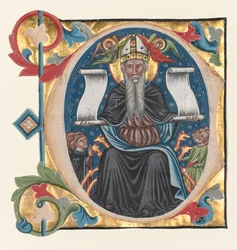 Alkukirja C Poistettu kuorokirjasta: St. Anthony with Antonite Friars, n. 1400-1440.