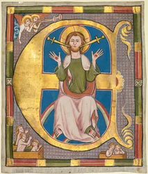 Alkukirjain E kunnan lakikirjasta: The Last Judgement, n. 1330.