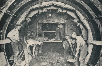 Inside a Greathead Tunneling Shield, 1926