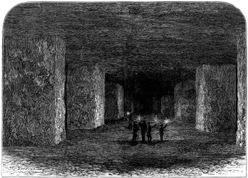 Marstonin suolakaivoksen sisätilat, Northwich, Cheshire, Englanti, n. 1880