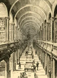 Kirjaston sisustus, Trinity College, 1898.