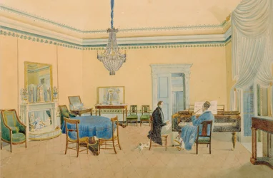 Sisustus hahmoilla. Musiikkihuone, 1830-1839