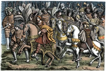 Franciscus I:n ja Henrik VIII:n haastattelu kultakankaalla, 1520, 1870.